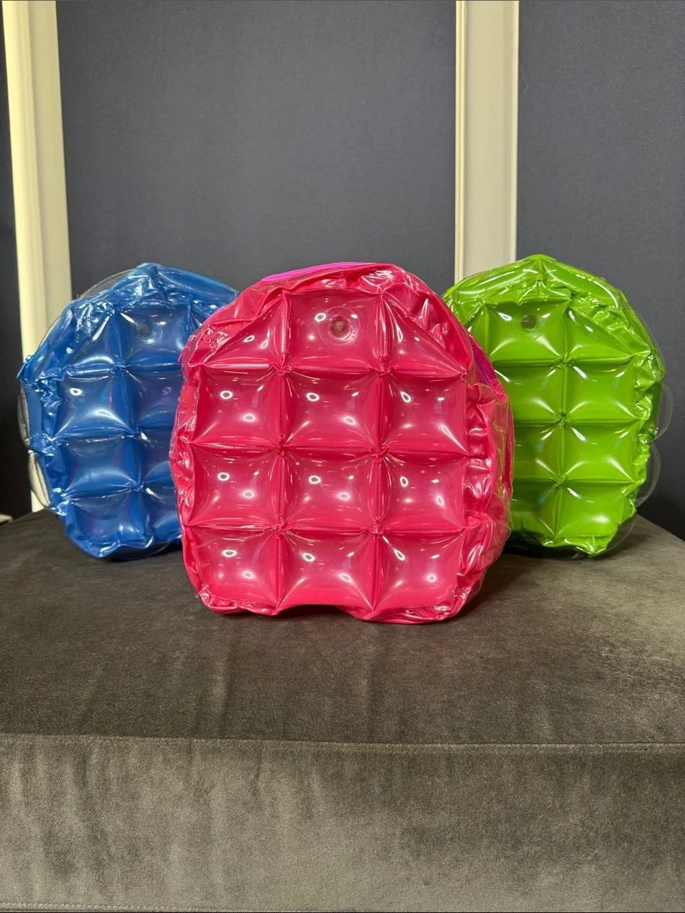 Green Inflatable Bubble Backpack Zipper Closure One Size NEW Vintage 90’s Retro